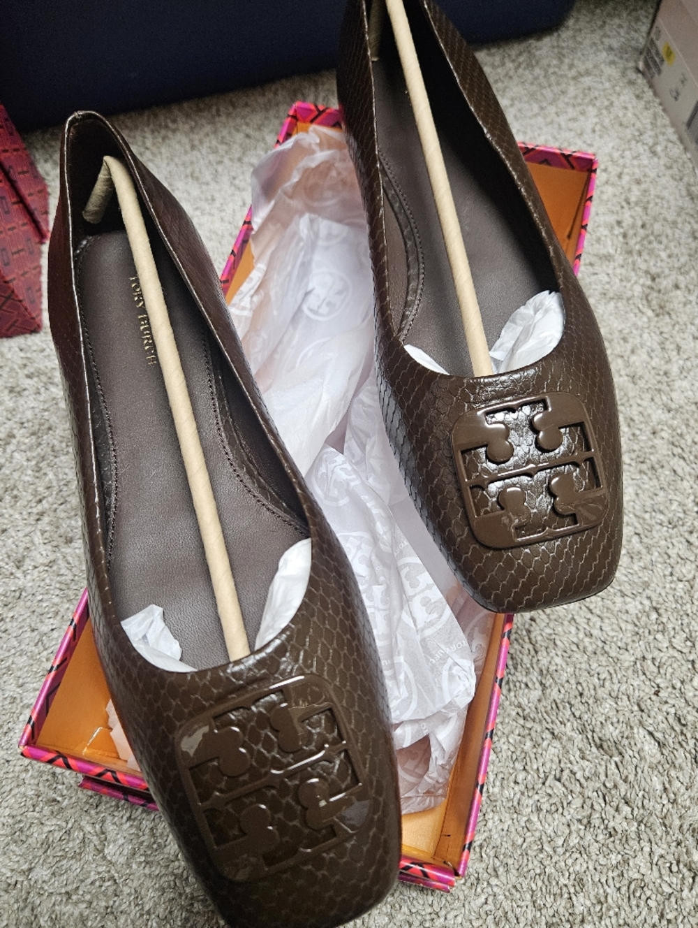 Tory Burch Sz 9.5 Croc Georgia Ballet Flats